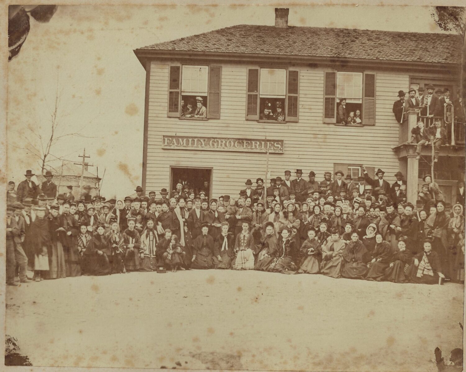 Crusaders outside saloon